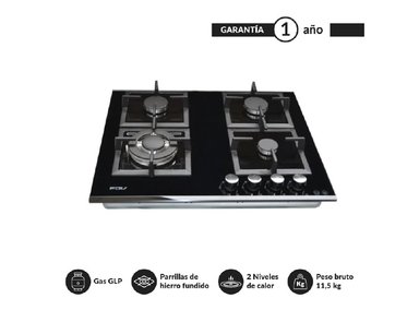 ENCIMERA EMPOTRABLE A GAS GLP FDV 4 HORNILLAS BLACK 60