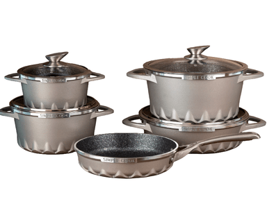 JUEGO DE OLLAS SIMPLE COOK MONT BLANC GRIS 9 PIEZAS