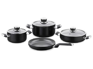 JUEGO DE OLLAS KORKMAZ NEGRO A3891 LENA 7 PIEZAS