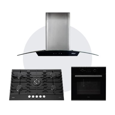 COMBO FDV CAMPANA CRYSTAL 90 + ENCIMERA CHEF GLASS 90 GN + HORNO BLACK 70 GN