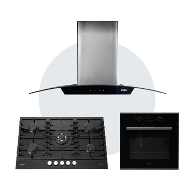 COMBO FDV CAMPANA CRYSTAL 90 + ENCIMERA CHEF GLASS 90 GN + HORNO BLACK 70 GN - 1