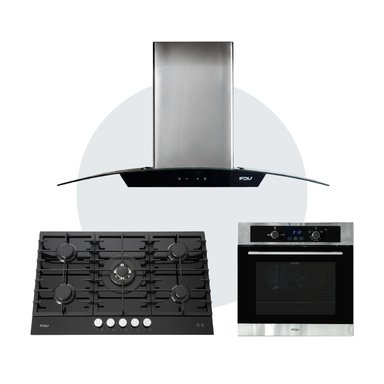 COMBO FDV CAMPANA CRYSTAL 90 + ENCIMERA CHEF GLASS 90 GN + HORNO ONIX 70 GN - 1