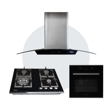 COMBO FDV CAMPANA CRYSTAL 90 + ENCIMERA BLACK 60 GLP + HORNO BLACK 70 GLP - 1