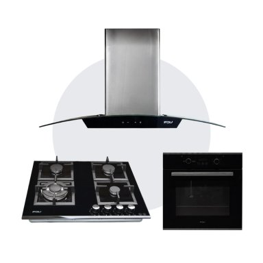 COMBO FDV CAMPANA CRYSTAL 90 + ENCIMERA BLACK 60 GN + HORNO BLACK 70 GN