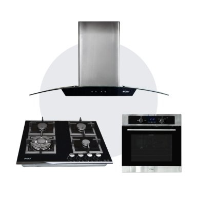 COMBO FDV CAMPANA CRYSTAL 90 + ENCIMERA BLACK 60 GN + HORNO ONIX 70 GN