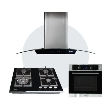 COMBO FDV  CAMPANA CRYSTAL 90 + ENCIMERA BLACK 60 GLP + HORNO ONIX 70 GLP - 1