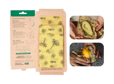 SET ACCESORIOS COCINA BAMBOO BALANCE ENVOLTORIOS ECOLÓGICOS ALIMENTOS SOSTENIBLES ABEJAS KIPUY TRI MIXTO TEXTIL POLINIZADORES