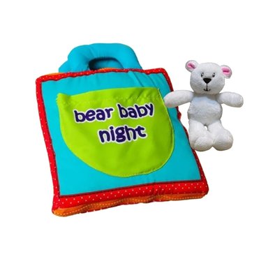 JUGUETE PARA BEBÉ BEAR BABY NIGHT LIBRO SENSORIAL CON ACTIVIDADES Y OSO DE PELUCHE (AYUDA PARA RUTINA DE HORA DE DORMIR)