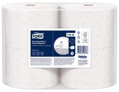 PAPEL HIGIÉNICO PREMIUM DOBLE HOJA TORK SMARTONE BLANCO 4 ROLLOS X 200 MTS