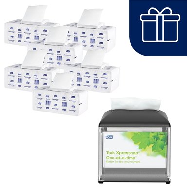 SERVILLETA TORK XPRESSNAP CAFÉ BLANCA 6 X 500UN + DISPENSADOR GRATIS