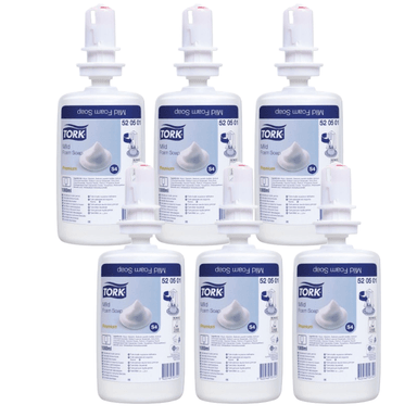 JABÓN TORK CILÍNDRICA TRANSPARENTE EN ESPUMA SUAVE 6 X 1000 ML.