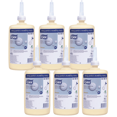 JABÓN TORK CILÍNDRICA TRANSPARENTE LÍQUIDO SUAVE 6 X 1000 ML.