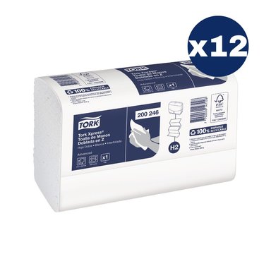 PAPEL TOALLA INTERFOLIADA HOJA DOBLE TORK XPRESS® 12 PAQ X 150 HOJAS