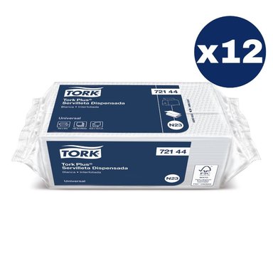 SERVILLETA PLUS TORK HOJA SIMPLE BLANCA 12 PAQ X 100UN
