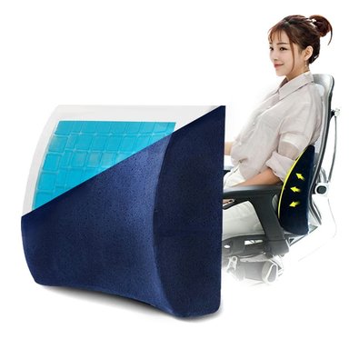 COJIN PERUMASSAGE 35X12CM AZUL LUMBAR CON GEL PARA AUTO Y OFICINA