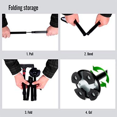 BASTÓN PERUMASSAGE PLEGABLE CON LINTERNA Y ALARMA - 2