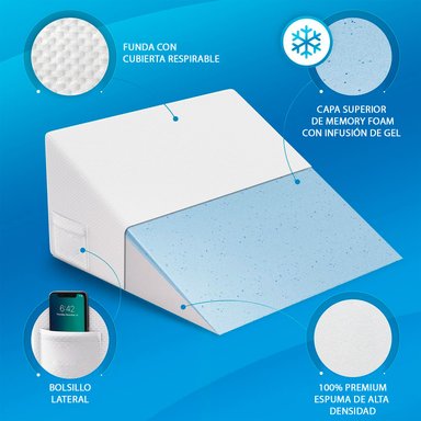 ALMOHADA PERUMASSAGE CUÑA COJÍN ANTIREFLUJO ACIDEZ Y APOYO POSTOPERATORIO 67 X 60 CM - 3