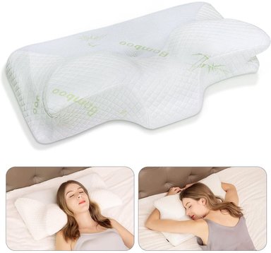 ALMOHADA ORTOPÉDICA VISCOELÁSTICA PARA DORMIR DE LADO, BOCA ABAJO Y ARRIBA CON FUNDA DE FIBRA DE BAMBU