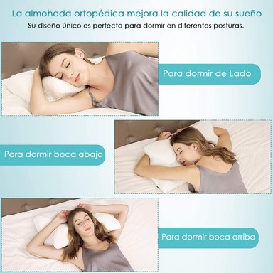ALMOHADA ORTOPÉDICA VISCOELÁSTICA PARA DORMIR DE LADO, BOCA ABAJO Y ARRIBA CON FUNDA DE FIBRA DE BAMBU - 2