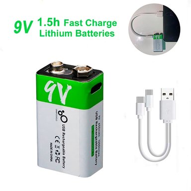 BATERÍA RECARGABLE PERUMASSAGE LITIO 9V CON CARGA USB TIPO-C – CAPACIDAD 650MAH