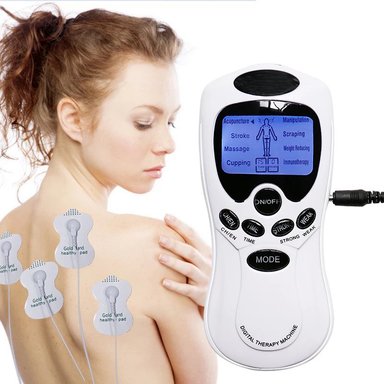 MASAJEADOR PERUMASSAGE ELECTROESTIMULADOR + 8 PARCHES DIGITAL ONDAS TENS GIMNASIA PASIVA - 2