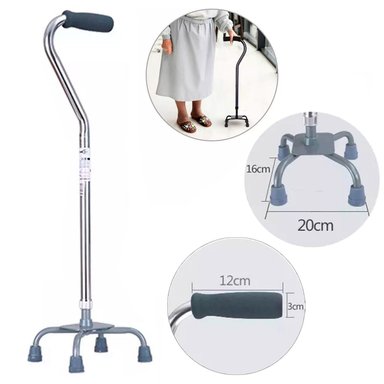 BASTÓN CUATRO PATAS TIPO CISNE -SOPORTE Y EQUILIBRIO EXTRA COLOR PLATA