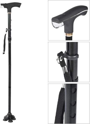 BASTÓN PLEGABLE CON LUZ SEGURIDAD Y VISIBILIDAD ADULTOS - 6