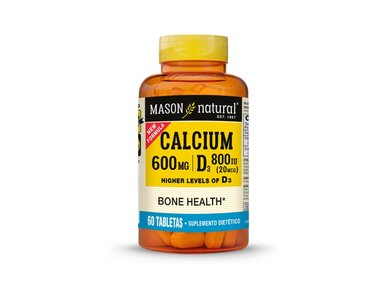 CALCIO 600 MG + VITAMINA D3 800 IU (20MCG) - MASON NATURAL - (60 TAB)