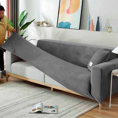 FUNDA DE MUEBLE TERCIOPELO PLOMO SET DE 3 PZS