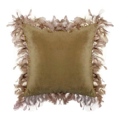 FUNDA DE COJIN PLUMAS TERCIOPELO 45X45CM BEIGE