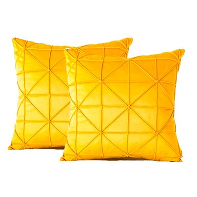 SET FUNDAS COJIN BONIKASA TERCIOPELO RELIEVE 43CM AMARILLO X2