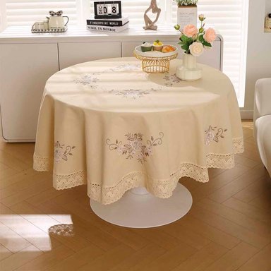 MANTEL BONIKASA BORDE REDONDO LINO MULTICOLOR BEIGE