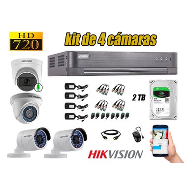 KIT 4 CÁMARA VIGILANCIA HIKVISION HD 720P 2 TB | 1 CAMARA MICROFONO