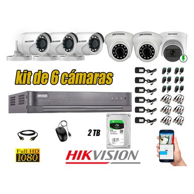 KIT 6 CÁMARA VIGILANCIA HIKVISION FULL HD 2 TB | 1 CAMARA MICROFONO