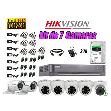 KIT 7 CÁMARA VIGILANCIA HIKVISION FULL HD 2 TB | 1 CAMARA MICROFONO