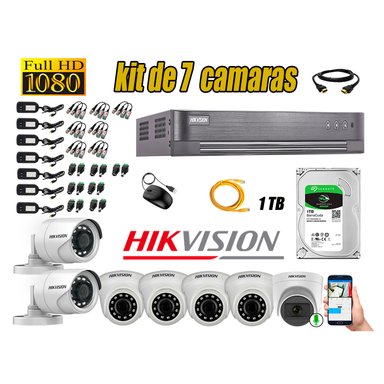 KIT 7 CÁMARA VIGILANCIA HIKVISION FULL HD 1 TB | 1 CAMARA MICROFONO