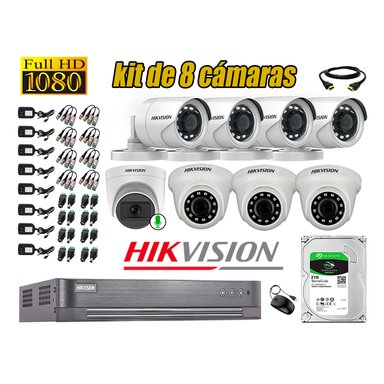 KIT 8 CÁMARA VIGILANCIA HIKVISION FULL HD 2 TB | 1 CAMARA MICROFONO