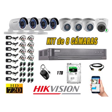 KIT 8 CÁMARA VIGILANCIA HIKVISION HD 720P 1 TB | 1 CAMARA MICROFONO