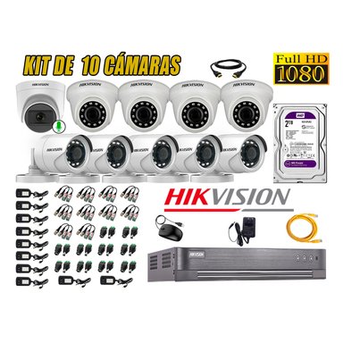 KIT 10 CÁMARA VIGILANCIA HIKVISION FULL HD 2 TB | 1 CAMARA MICROFONO