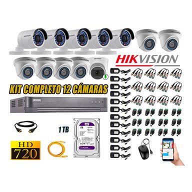 KIT 12 CÁMARA VIGILANCIA HIKVISION HD 720P 1 TB | 1 CAMARA MICROFONO
