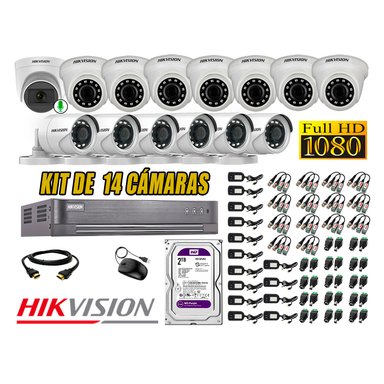KIT 14 CÁMARA VIGILANCIA HIKVISION FULL HD 2 TB | 1 CAMARA MICROFONO