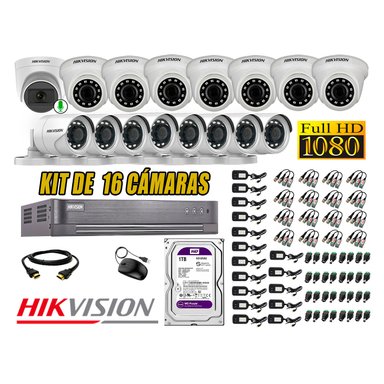 KIT 16 CÁMARA VIGILANCIA HIKVISION FULL HD 1 TB | 1 CAMARA MICROFONO