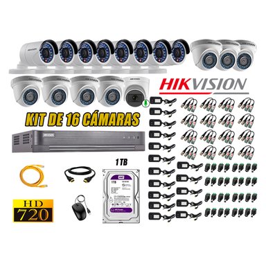 KIT 16 CÁMARA VIGILANCIA HIKVISION HD 720P 1 TB | 1 CAMARA MICROFONO