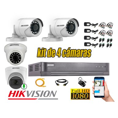 CÁMARAS SEGURIDAD HIKVISION KIT 4 FULL HD OFERTA | 1 CAMARA MICROFONO