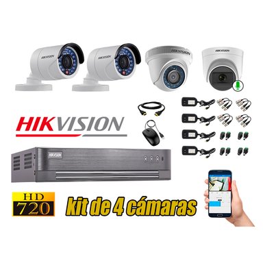 CÁMARAS SEGURIDAD HIKVISION KIT 4 HD 720P OFERTA | 1 CAMARA MICROFONO