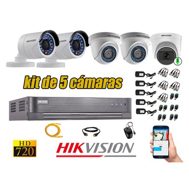 CÁMARAS SEGURIDAD HIKVISION KIT 5 HD 720P OFERTA | 1 CAMARA MICROFONO