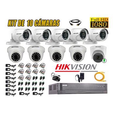 CÁMARAS SEGURIDAD HIKVISION KIT 10 FULL HD | 1 CAMARA CON MICROFONO