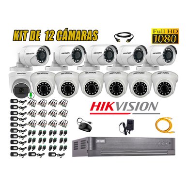CÁMARAS SEGURIDAD HIKVISION KIT 12 FULL HD | 1 CAMARA CON MICROFONO