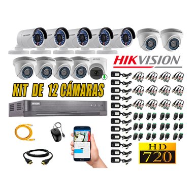 CÁMARAS SEGURIDAD HIKVISION KIT 12 HD 720P | 1 CAMARA CON MICROFONO