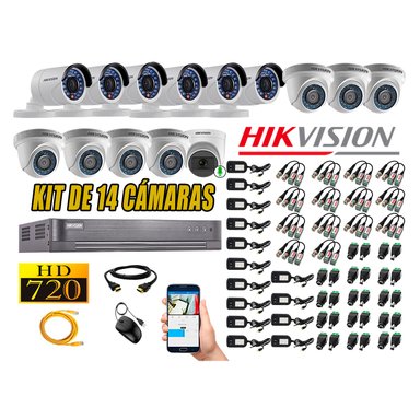 CÁMARAS SEGURIDAD HIKVISION KIT 14 HD 720P | 1 CAMARA CON MICROFONO